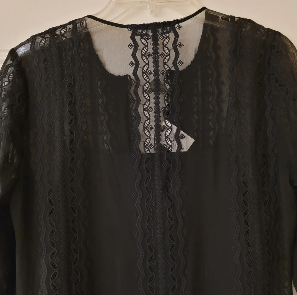 Elizabeth & James Black Embroidered Silk Georgette Mia Maxi Dress - Picture 10 of 11